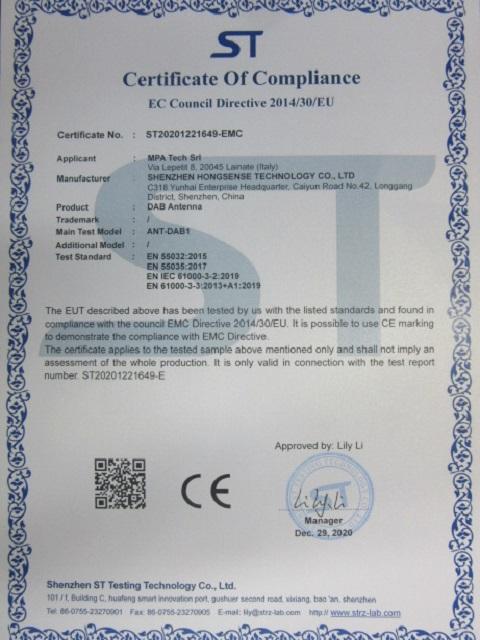 CE - Shenzhen Hongsense Technology Co., Ltd.