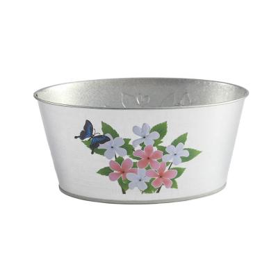 China Metal Tin Flower Bucket Plants Flower/Green Plant Satisfaction Guarantee Vintage Pot For Garden Hanging Decoration for sale