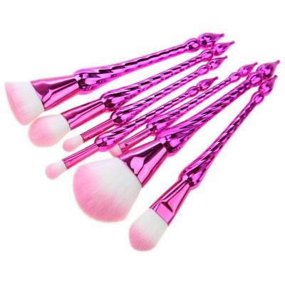 China Angular Blush Small Makeup Brush Pink Flame Head Aluminum Tube Small Blush Brush Makeup Tool Foundation Brush for sale