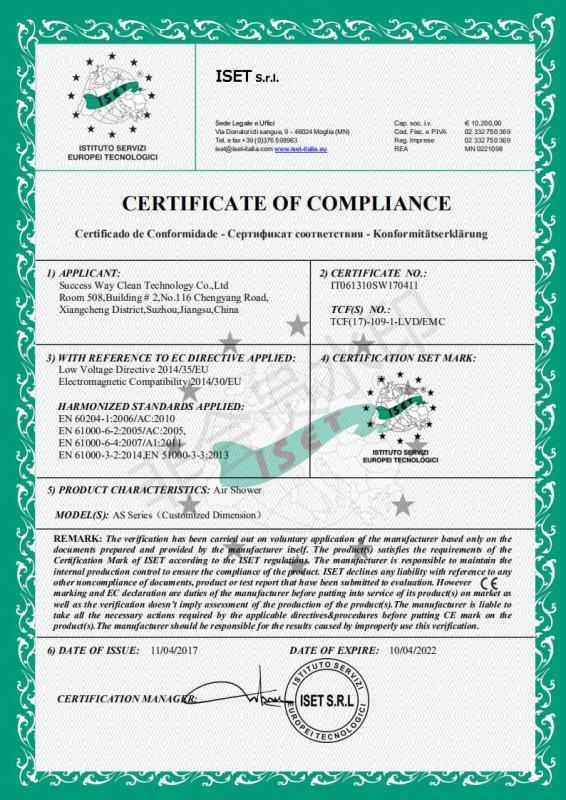 CE - Success Way (Suzhou) Clean Technology Co., Ltd.