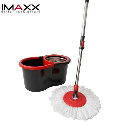 China Sustainable Easy Wring Microfiber 360 Cleaning Mop And Bucket With Two Mop Heads for sale