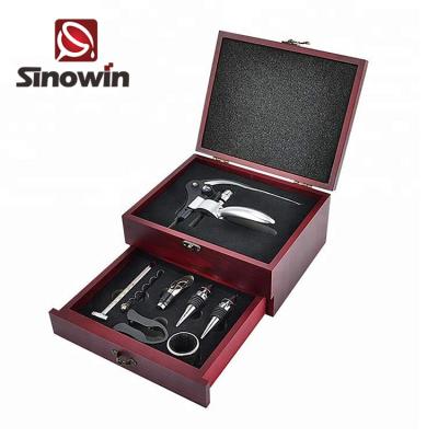 China Viable Wholesale 8pcs Wine Corkscrew Wine Accessories Opener Wooden Box Gift Set for sale