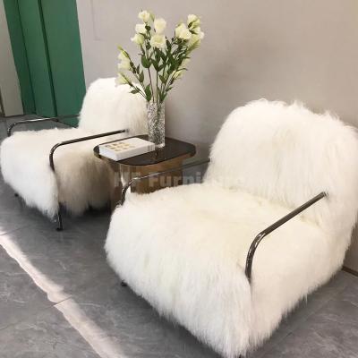 China (Others) Plush Chair Adjustable Modern White Stainless Steel Frame Furniture Armchairs For Living Room for sale