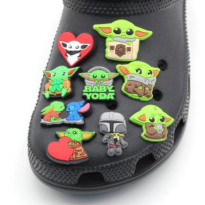 China Chains Baby Yoda Shoe Decoration Charms Soft PVC Shoe Charms For Croc Shoes Croks Custom Buckle Jibbetz for sale