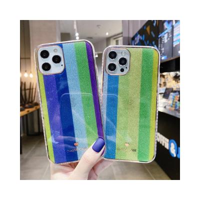 China New Arrival Hard Anti-drop Case Glitter Rainbow Airbag Anti-drop Phone Case Electroplating For Iphone 12 pro for sale