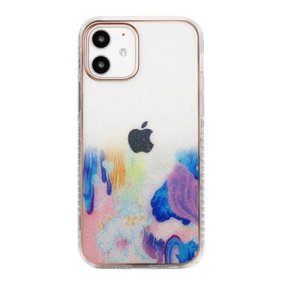 China Wholesale Anti-drop Phone Cases Fashion Plated Ink Painting Custom Transparent Case For Iphone 13 mini pro promax 6.1 for sale