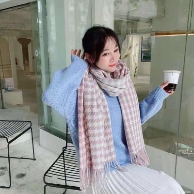 China 2021 New Arrival Comfortable Factory Wholesale Houndstooth Style Print Winter Scarf Warm Soft Shawl for sale