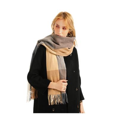 China Newest Scarf Trend Cotton Candy Rainbow Thickened Cashmere Multi Color Plaid Polyester Scarf for sale