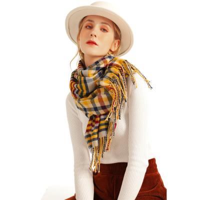 China Autumn Cozy Winter Style Fashion British Grid Polyester Scarves For Elegant Women for sale