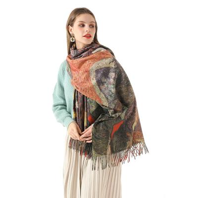 China New Arrivals Wholesale Women Cashmere Winter Scarf Colorful Printing Comfortable Shawl for sale