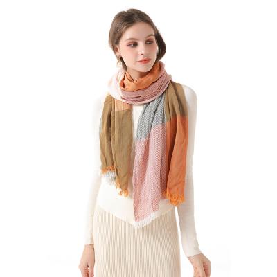 China 2021 comfortable new wholesale colorful 100% cotton shawl scarf for women elegant pashmina for sale