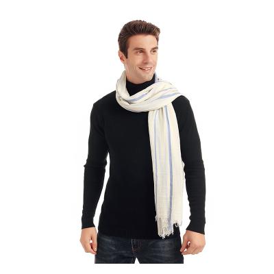 China Newest Cheap Scarf New 90% Polyester Cotton Striped Long Scarf For Men for sale