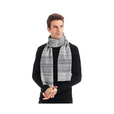 China Newest Autumn And Winter New Style Mesh Line Striped Cotton And Shawl Plain Canvas Scarves For Men Crinkle Scarf for sale