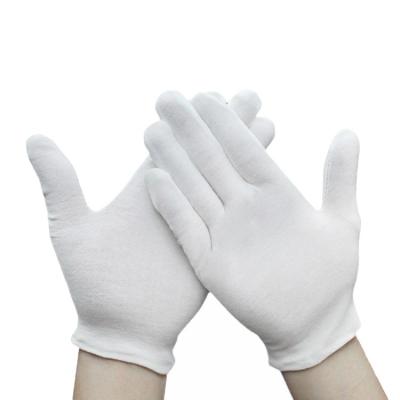 China Breathable Anti Slip Ceremonial White Cotton / Comfortable Hotel Driver Knitted Safety Soft Hand Protect Gloves for sale