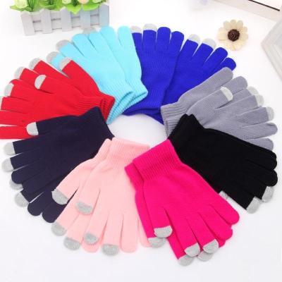 China Touch Screen Customized Your Own Logo Colorful Winter Touch Screen Warm Stretch Knit Gloves For Men And Women for sale