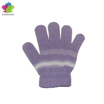 China SANSHOU Cheap Price Kids Checked Acrylic Knitted Popular Kids Knitted Children Winter Warm Magic Gloves Soft for sale