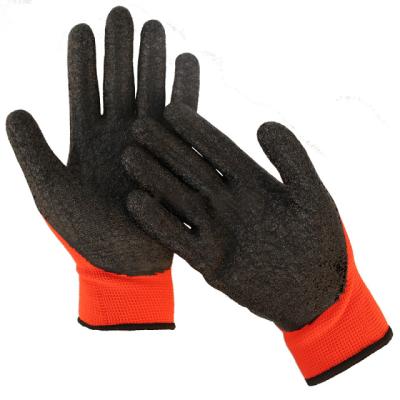 China Latex Wear Resistant / Anti-Slip Resistant Working Wrinkle Coated Hand Safety Protection Gloves for sale