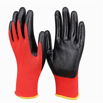 China 13 gauge industrial nylon glove core palm nitrile coated safty work gloves for heavy industry work for sale