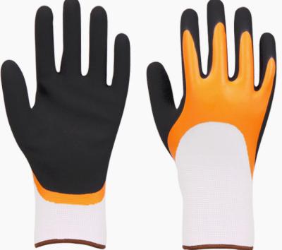 China Industrial Wrinkle Latex Coated Hand Safety Protection Work Gloves With Cotton Polyester Coating for sale