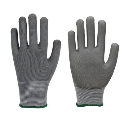 China Industry 13G Gray Polyester With PU Gray Palm Coated Work Gloves Factory for sale