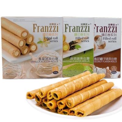 China Sunssi Wholesale Normal High Quality 102G Franzzi Filled Rolls Box Classic Package Loose Wafer For Running for sale