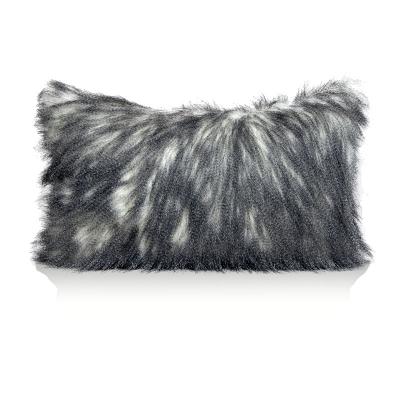 China Home Decor Gray Artificial Fur Cushion Cover Modern Design Comfortable Tile Lumbar Pillow for sale