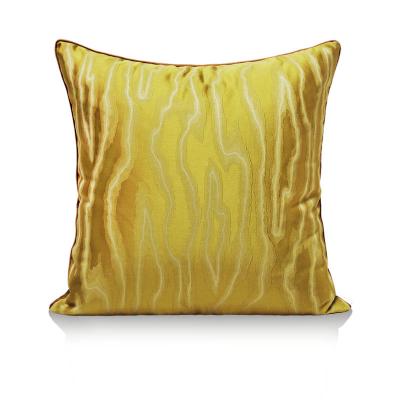 China Yellow Satin Embroidery Stripe Design Tile Cozy Square Home Decor Case Cushion Cover for sale