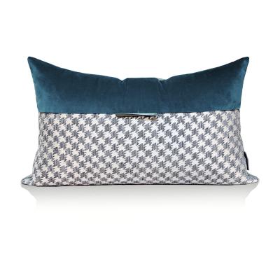 China Comfortable Thickened Blue Crate Lumbar Home Decor Design Tile Embroidery Cushion Cover for sale