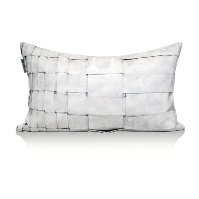 China Cozy Hand & Woven Home Decor Pearl White Microfiber Leather Cushion Cover Checkerboard for sale