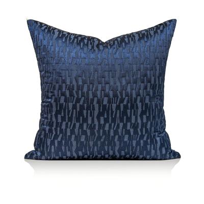 China Cozy Square Home Decor Jacquard Modern Design Blue Jacquard Cushion Cover for sale