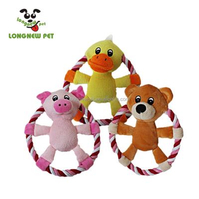 China Sustainable Animal Shape Pet Toy Rope Plush Dog Toy Squeaker Noise Chew Durable Safe Dog Toy for sale