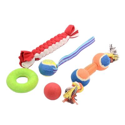 China Viable Popular Toy Set Interactive Dog Tennis Ball Toy Rope Amazon 5 Dog Packs For Puppies for sale