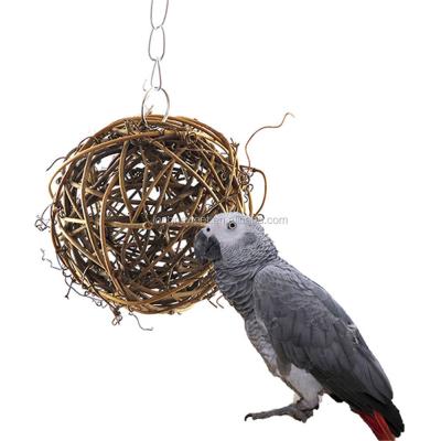 China Viable Pet Chewing Toy Parrot Bird Biting Toy Bird Branch Rattan Balls Cages Cockatoo for sale