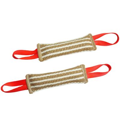 China Jute Durable Tug Toy Bite Pillow Dog Training Bumper Dog Training k9 Bumper Toy for sale