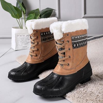 China 2021 Winter Anti-slippery Cotton Shoes Velvet Cotton Women's Fashion Warm Snow Boots High Top Outdoor Warm Waterproof Boots for sale