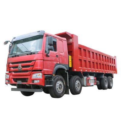 China Competitive China Manufacture Quality Price 375HP 8*4 Howo With Crane Dump Truck Trailer > 8L for sale