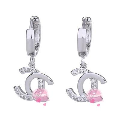 China CLASSIC cc korean jewelry women earrings 925 fashion brand zircon channel letter silver custom made high quality designer 18k gold earrings for sale