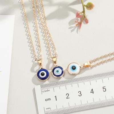 China Turkish Crystal Fashion Jewelry For Women Eye Necklaces Women Girls Jewelry Evil Eye Hiphop Blue Resin Pendant Quartz Necklace for sale