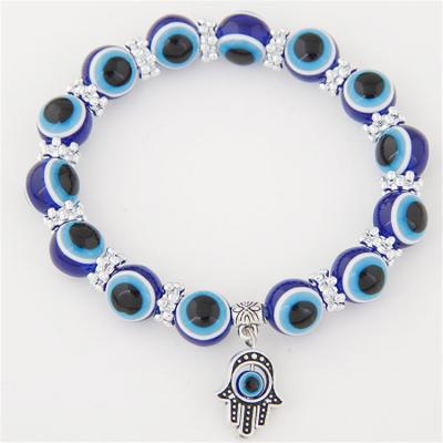 China Colorful Evil Eye Hiphop Turkish Jewelry Bracelet Hamsa Silver Plated Resin Charm Bracelet Bangles For Women Men for sale