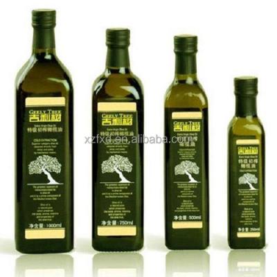 China Dark Green Marasca Empty Square 100ml 250ml 500ml 750ml 1L Bulk Brown Food Cooking Olive Oil Glass Bottles for sale