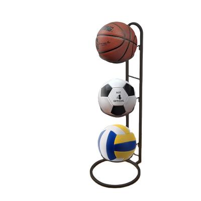 China Minimalist Stackable Three-Layer Ball Storage Ball Storage Rack Ball Storage Rack Removable Metal Basketball Soccer Volleyball Rack for sale