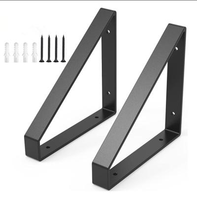 China Easy Install Metal Wall Shelf Bracket Triangle Matte Black Wall Mounted Metal Floating Shelf Brackets for sale