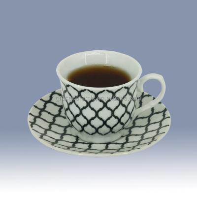 China Sustainable Promotional 90ml Customize Coffee Cup And Saucer European Style Espresso Cup Small Porcelain for sale