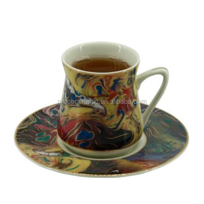 China Viable Hot Selling Espresso Porcelain Coffee Tea Cup Set Turkish Ceramic Cup And Saucer Set for sale