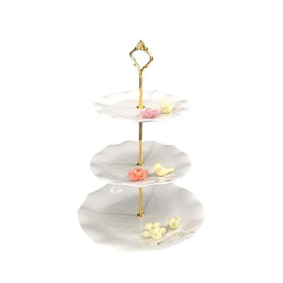 China Viable Western Ceramic Wedding 3 Tier Fancy Porcelain Style Cheap Cake Stand for sale