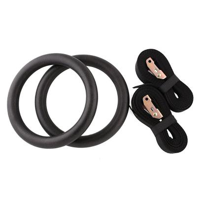 China Plastic GYM Gymnastic Rings Adjustable Fit Body Strap Core Strength Exercise Gymnastic Rings for sale