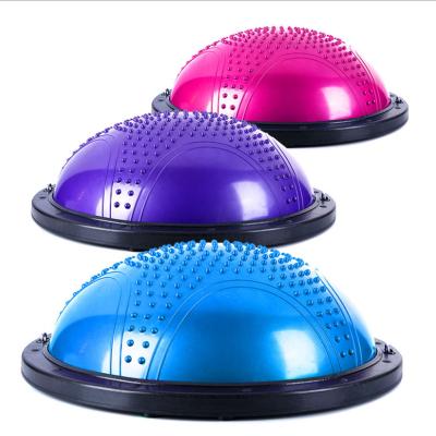 China Anti Burst Round Compressor Balance Ball Trainer Fitness Gym Half Balance Ball Yoga Ball With Resistance Rope for sale