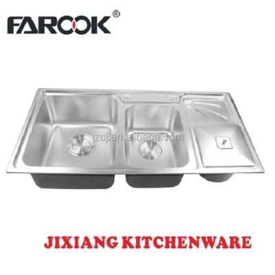 China With Faucet Size S/S201 Quality Kitchen Sink With Drain Board for sale