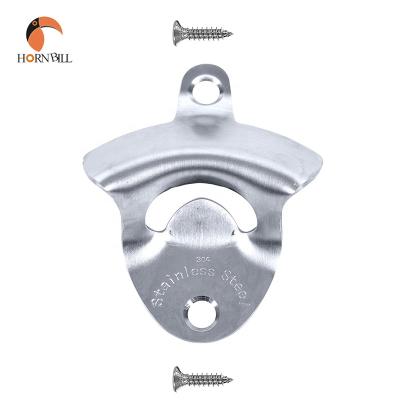 China Sustainable High End Wall Mounted Stainless Steel Bottle Opener With Strong Hornbill Magnet And Laser Engraving for sale