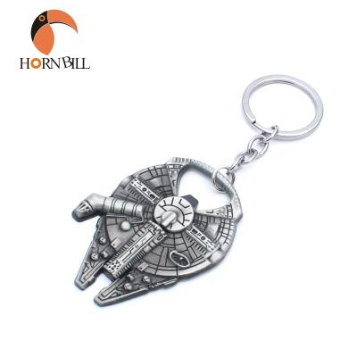 China Promotional Gift Multi-use Millennium Falcon Metal Bottle Opener Stainless Steel Key Chain/Key Ring for sale